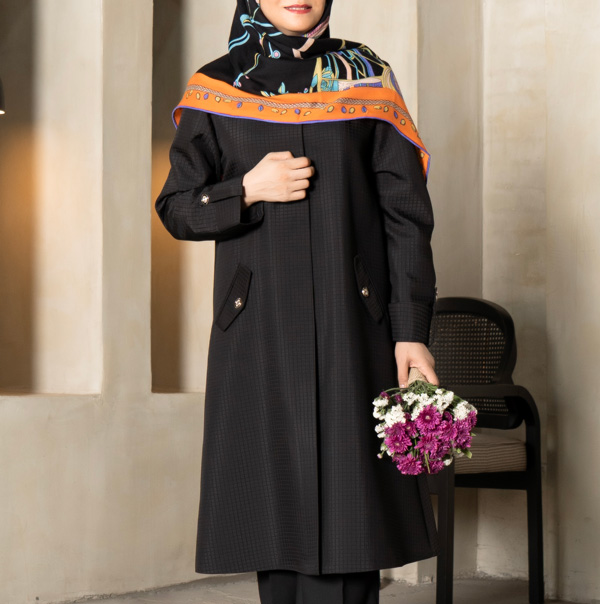 مانتو ژاکارد مشکی A149