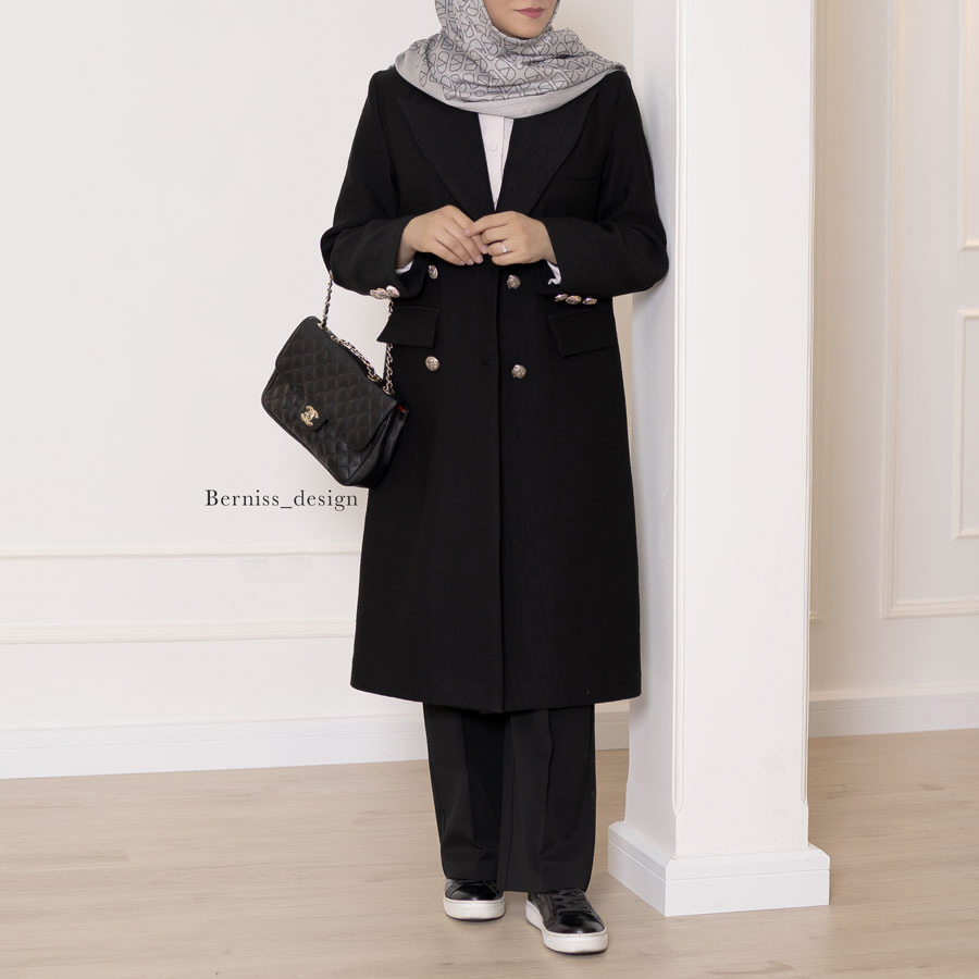 مانتو بلند مشکی کد A480