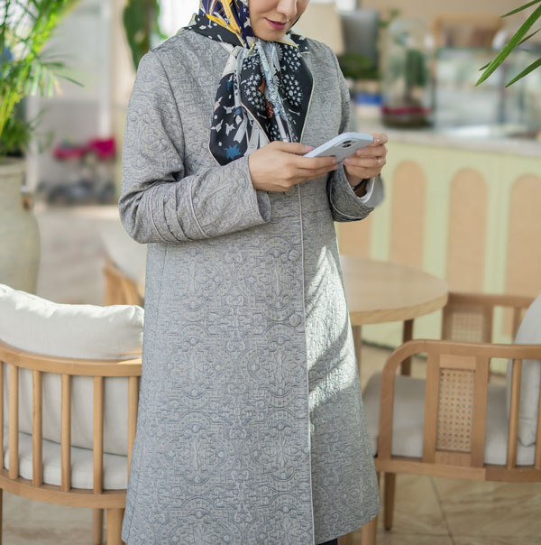 مانتو ‌ژاکارد طوسی کدS266، تصویر 2