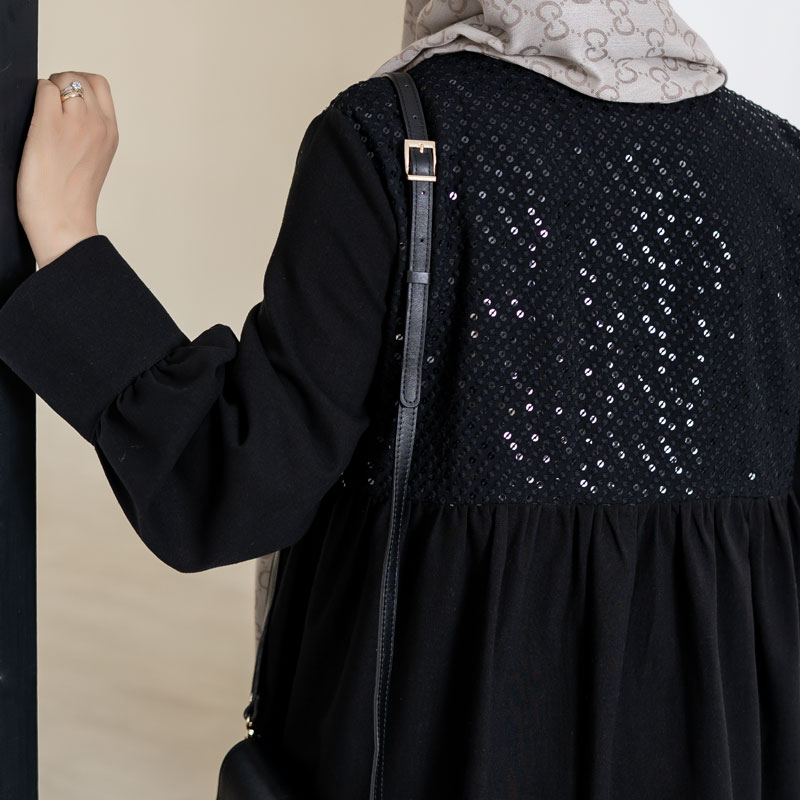مانتو لینن مشکی سوزن دوزی کد ST129، تصویر 5