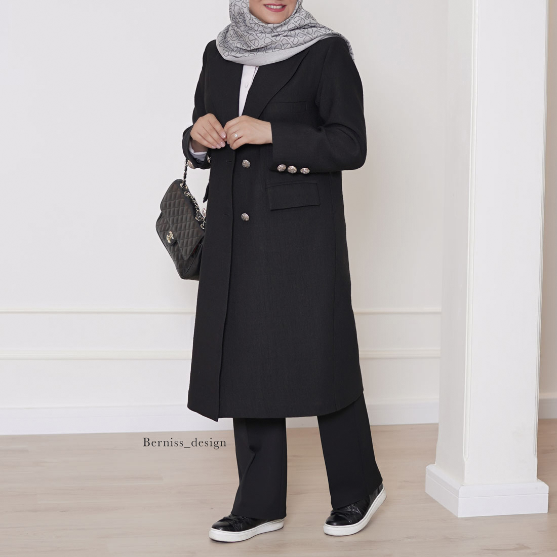 مانتو بلند مشکی کد A480، تصویر 5