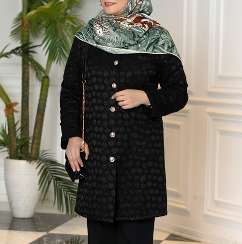 مانتو مشکی ‌ژاکارد کدA204