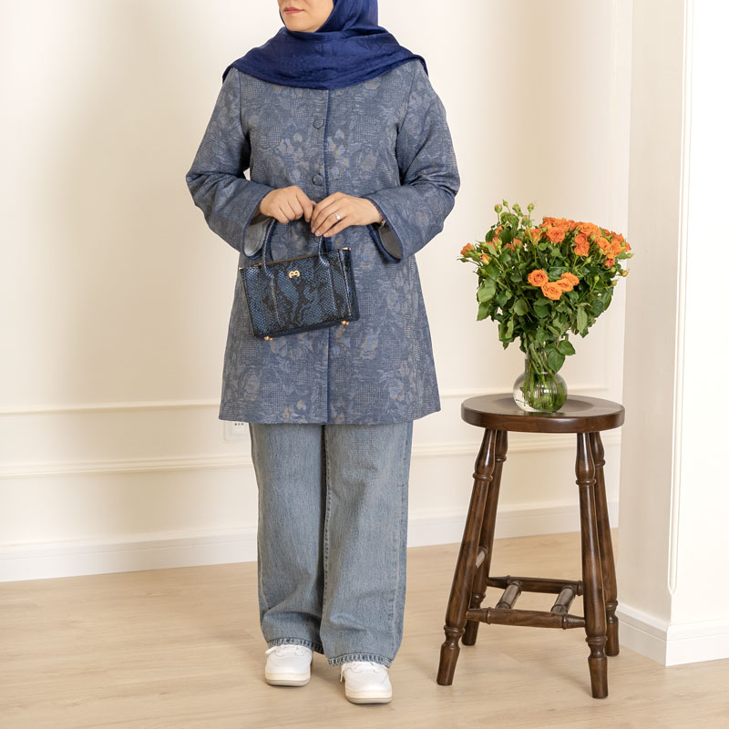مانتو ژاکارد آبی کد ST194