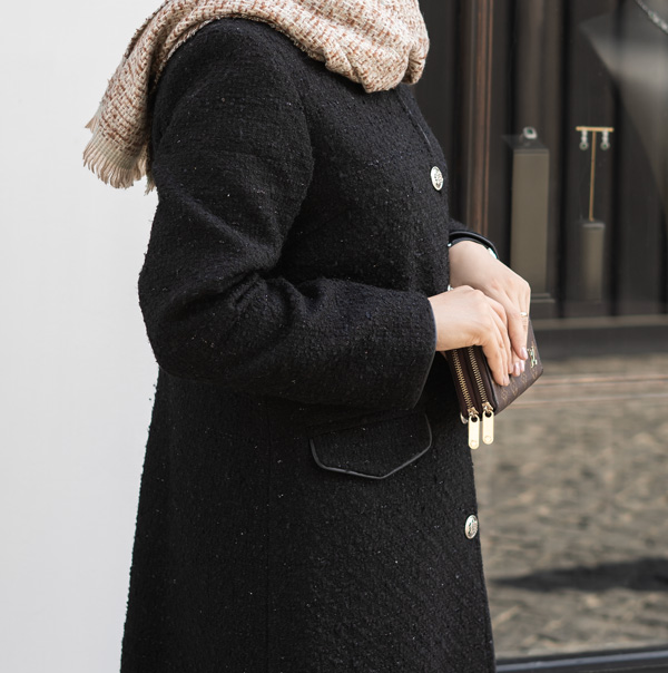 پالتو شانل بلند مشکی کد A194، تصویر 4