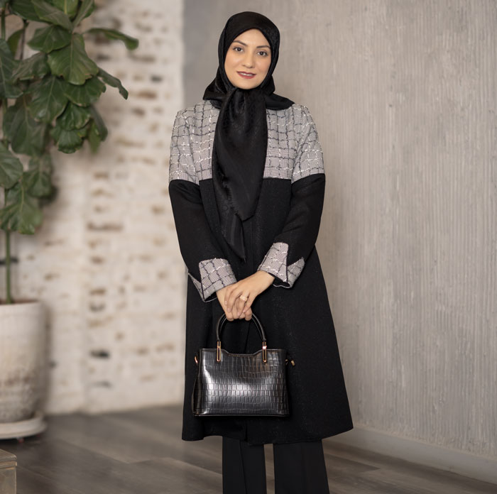 مانتو  طوسی/مشکی بلند کدS273