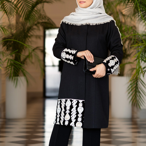 مانتو کتان لمه مشکی S220، تصویر 2