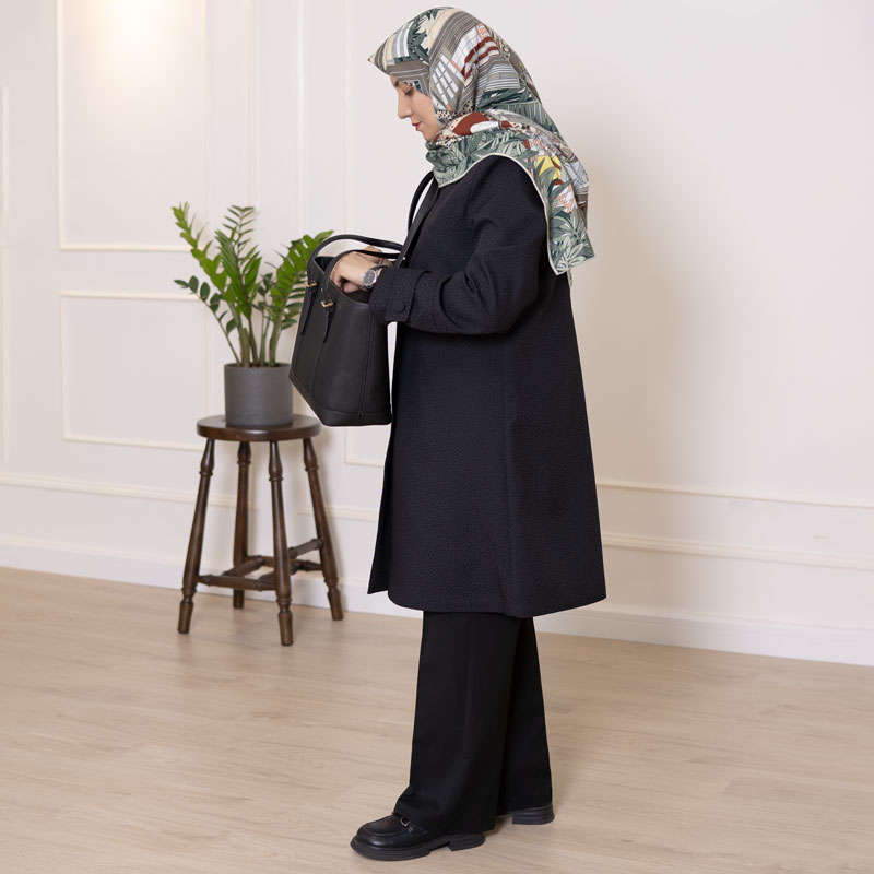 مانتو ژاکارد مشکی  کدA216، تصویر 4