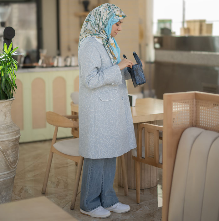 مانتو ژاکارد آبی کد S283، تصویر 2