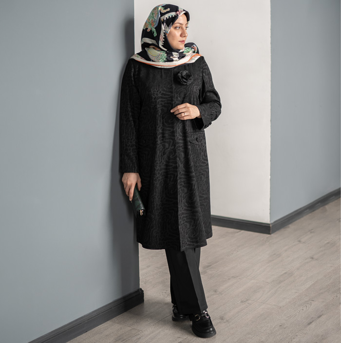 مانتو مشکی بلند کد S311، تصویر 2