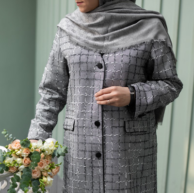 مانتو ژاکارد طوسی کد S204، تصویر 2