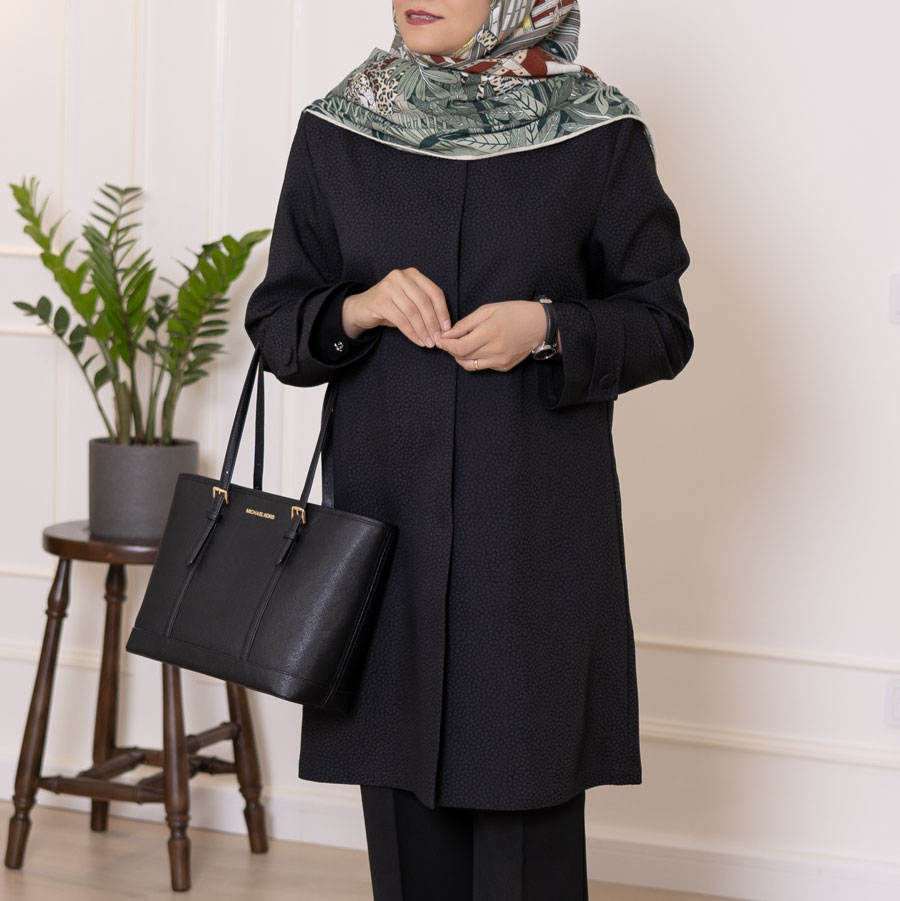 مانتو ژاکارد مشکی  کدA216