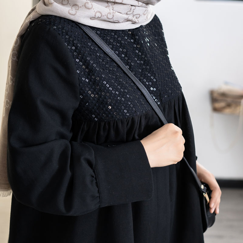 مانتو لینن مشکی سوزن دوزی کد ST129، تصویر 2
