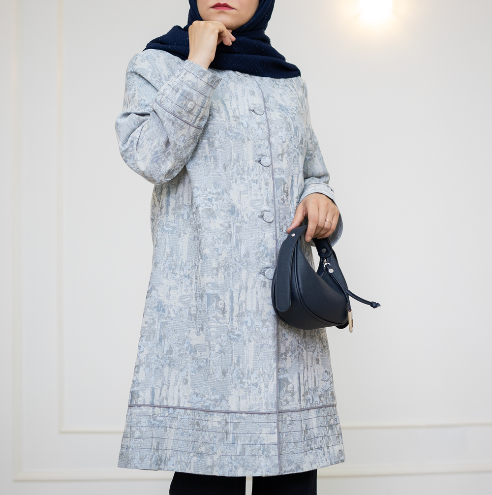 مانتو ژاکارد تابستانه طوسی کد ST149، تصویر 4