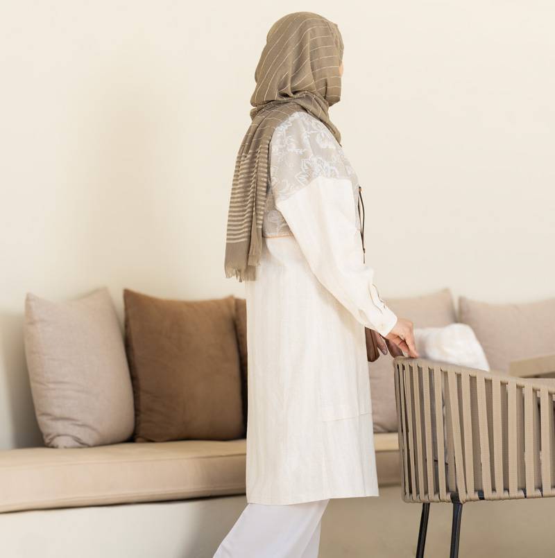 مانتو لینن کرم ST124، تصویر 3