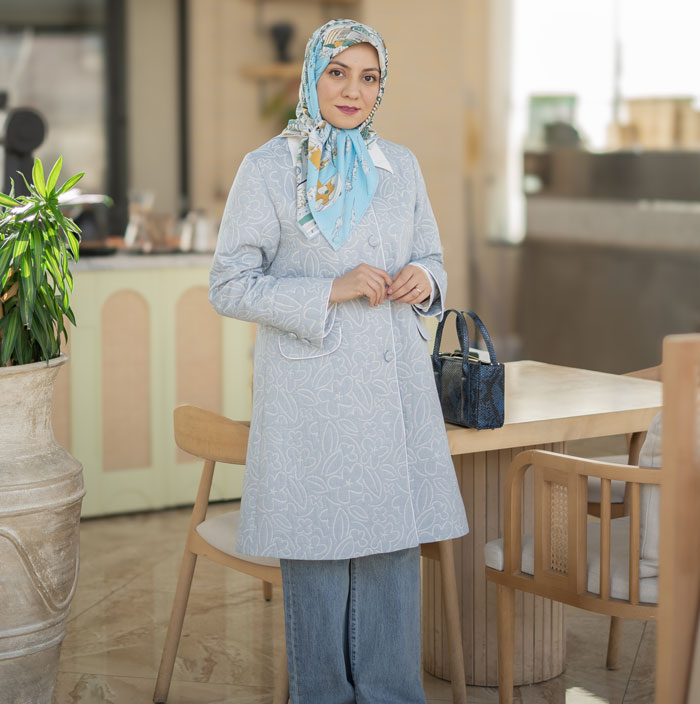 مانتو ژاکارد آبی کد S283