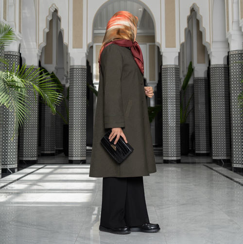 مانتو بلند ژاکارد سبز کدA143، تصویر 2
