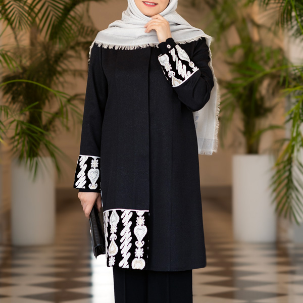 مانتو کتان لمه مشکی S220