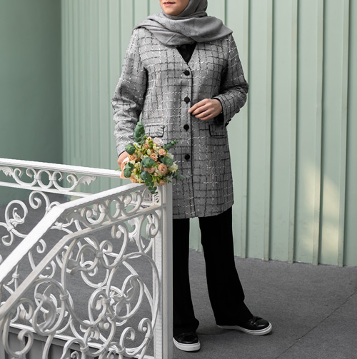 مانتو ژاکارد طوسی کد S204